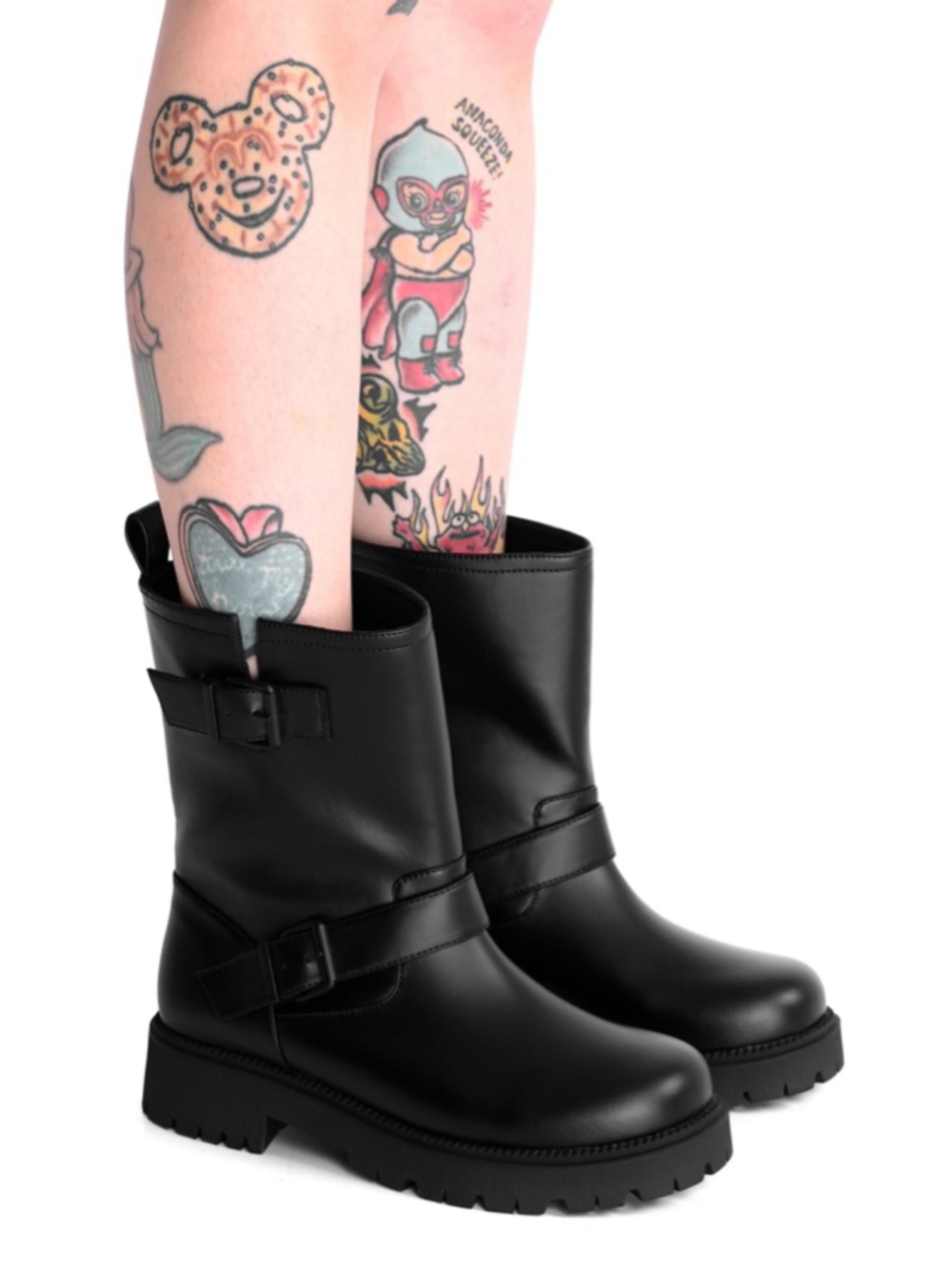 Foxblood Goth rain boots Black womens size 7 wide calf